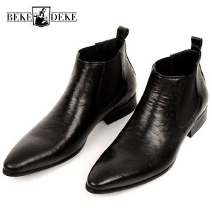 Bottes marque Fashion Mens Botkle Boots en cuir authentique confortable brun noir Toed Men de mariage Men de mariage Boots 3744