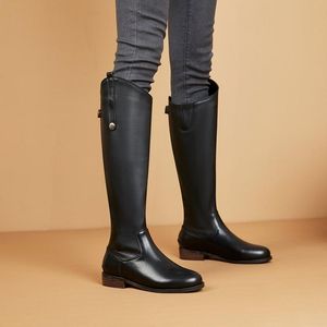 Boots Brand Knight Cool Women Rider Horse Zip Riding glad lederen knie hoge herfst winter warme berg