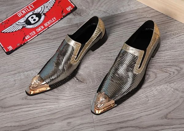 Boots marque des hommes de chaussures de marque de marque de marque en cuir breveté or chaussures italiennes pour hommes chaussures de peau crocodile