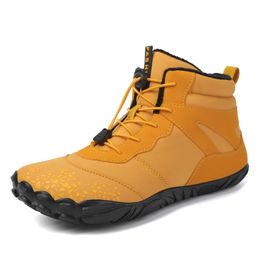 Botas marca invierno para hombres mujeres nieve descalzo al aire libre antideslizante piel cálida zapatillas casuales más tamaño tobillo zapatos de senderismo 231108