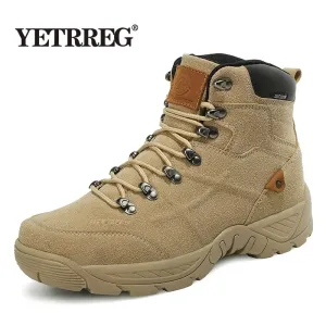 Boots Brand Winter Men Boots Outdoor Men's Tactical Military Boots Light Work Werk Laarzen Leer mannen Korte laarzen Hiking sneakers