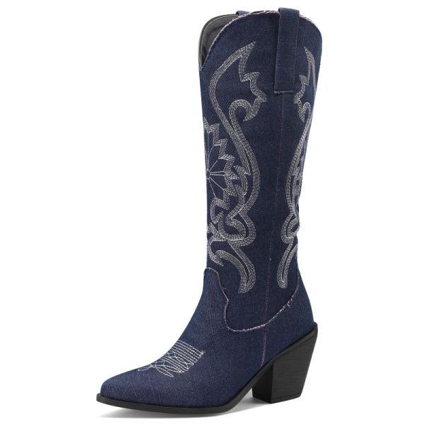 Bottes Marque Bottes High Boots féminines 2023 AUTUMNE COWBOY COWGIRS COWGIRLS BOOT SEXY BLOC COMPAGNES THELES PARTINE LONGES CHAPE