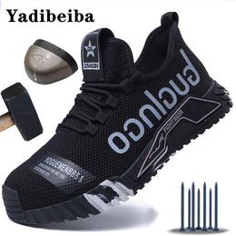 Bottes Chaussures de construction respirantes Hommes Femmes Travail Sécurité AntiSmash Steel Toe Baskets légères 230905