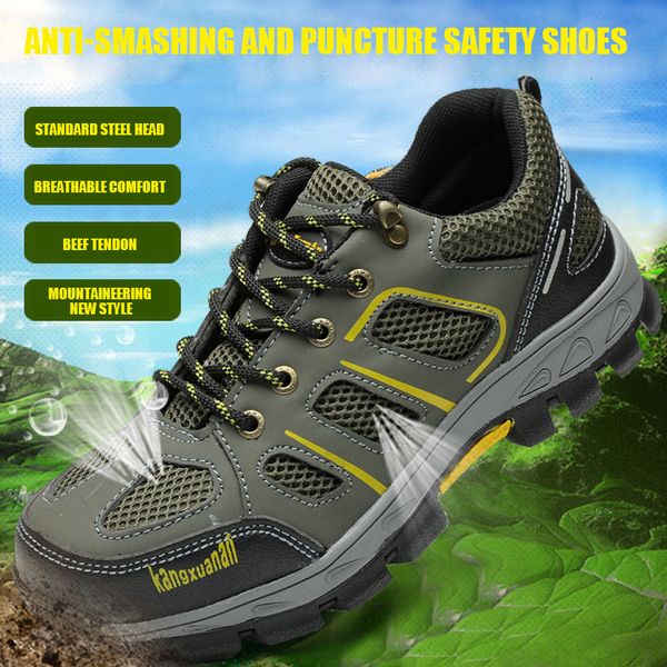 Botas Zapatos de trabajo de seguridad transpirables Hombres Verano Antismashing Antipiercing Steel Toe Cap Hombre Casual Plus Tamaño 47 48 Venta al por mayor 230922