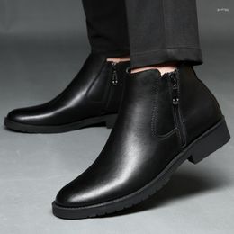 Bottes britanniques bout pointu chaussures en cuir véritable hommes mode robe formelle Oxfords affaires marron noir chaussons grande taille