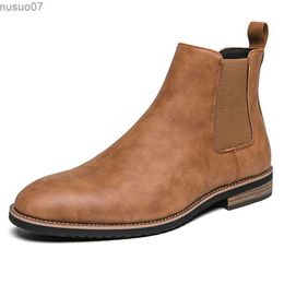 Bottes Chelsea de Style britannique pour hommes, bottines à cheville, robe d'affaires, chaussures d'automne en cuir fendu