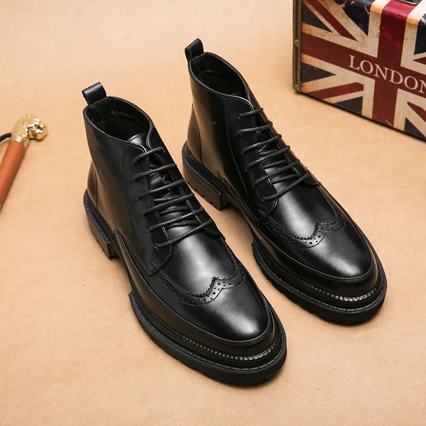 Bottes de travail à plateforme de style britannique pour hommes, chaussures richelieu, taille 3844, 231027