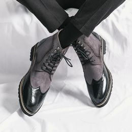 Bottes Bottes en cuir richelieu bottes de mode pour hommes bottines de luxe bottes de style britannique bottes d'affaires d'hiver rétro bottes habillées formelles 231216