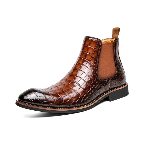 Bottes Marron Chelsea Bout Carré SlipOn Business Pierre Grain Hommes Cheville Taille 3845 Cowboy 230818