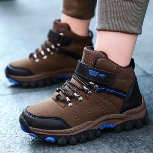 Botas Boteras de senderismo marrón para niños Autumn Winter Boys zapatos para niños al aire libre Top de zapatillas Cesta para niñas zapatos para caminar botas para estudiantes