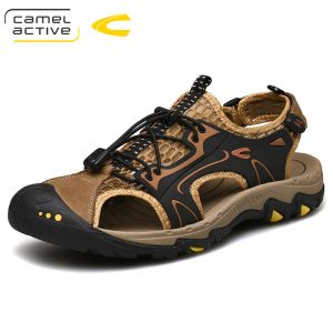 Boots Camel Active 2019 Nouvelles sandales masculines confortables Chaussures en cuir authentiques Hommes Sandales de plage extérieure