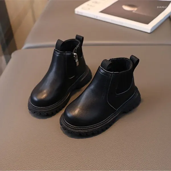 Botas CAPSELLA KIDS Invierno Niños Moda Cuero Niñas Tobillo Corto Niños Antideslizantes Zapatos de suela suave Niños pequeños