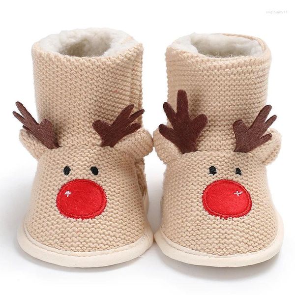 Botas Botines de bebé de dibujos animados Zapatos de reno de Navidad Primer caminante Suave Cálido Invierno Niños Niñas Botas de nieve para el año