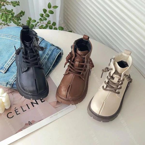 Bottes Casual Cuir Enfants Princesse Sport Chaussures Filles Haute Longue Mode Baskets Hiver Peluche Neige Chaude