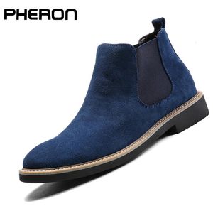 Laarzen casual schoenen man lente mode casual mannen enkel chelsea laarzen mannelijke schoenen koe suede lederen slip op motorfiets man laars 230816