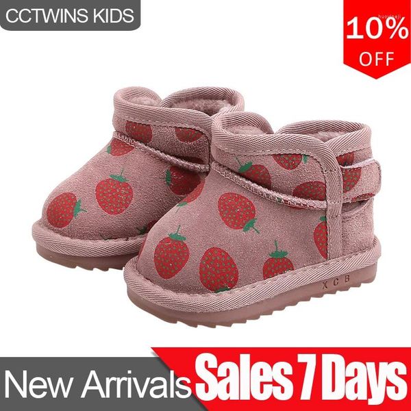 Botas cctwins zapatos para niños 2024 invierno niños moda fresa nieve bebé suave casual para niñas negras calientes snb007