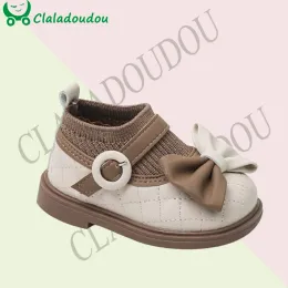 Laarzen goedkoop 1216 cm baby enkelschoenen voor meisjes naaien mode breien sokschoenen voor peuter kleine prinses herfst bowtie schoenen