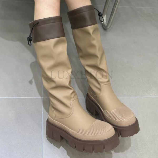 Boots Chelsea Boots Femme Plateforme Knee High Flats Chaussures Designer Winter Casual Gladiator Goth Motorcycle Snow Botas