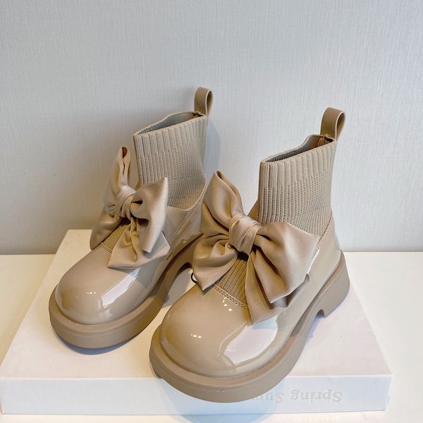 Botas Botas de moda para niños Otoño invierno Cálido Niñas Bowknot Princesa Transpirable Niños Calcetín Zapatos Coreano Kidsl Sshoes 230721