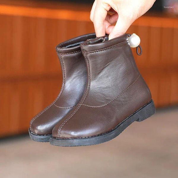 Botas Niño Moda Impermeable PU Cuero Tobillo Invierno Nieve para niña Niños Zapatos deportivos 3 4 5 6 7 8 9 10 11 12 años