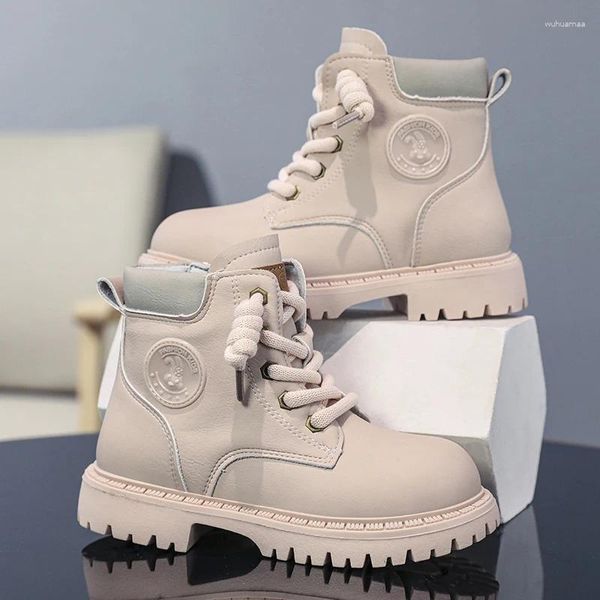 Botas niños otoño primavera diseño de moda zapatos de cuero cortos para niños de corte alto para niños niñas zapatillas de deporte casuales