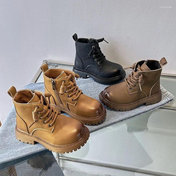 Bottes courtes antidérapantes pour enfants, chaussures de princesse souples et polyvalentes, noires, jaunes et brunes, pour garçons et filles, automne et printemps, 2024