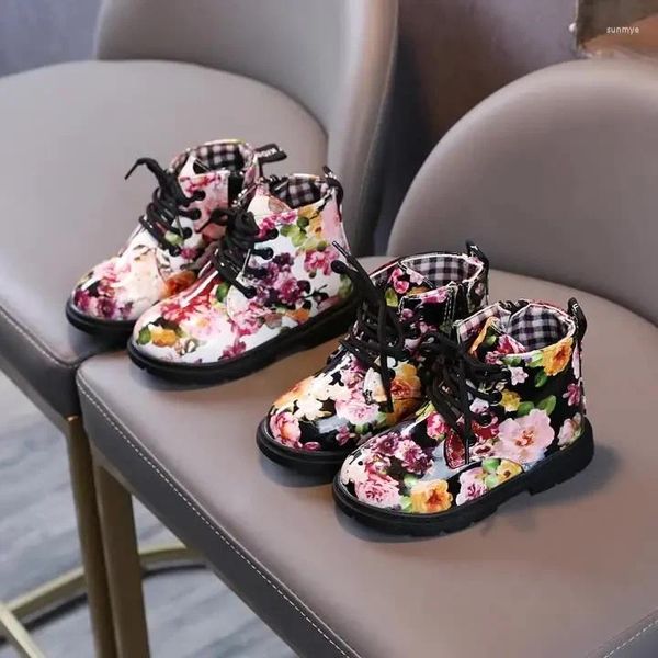 Bottes enfants garçons filles bébé élégant fleur imprimé baskets enfants chaussures enfant en bas âge mode