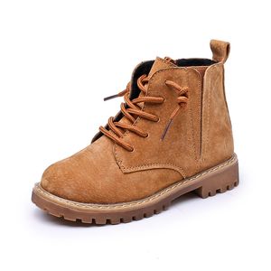 Laarzen kinderen echte lederen jongens herfst mid-top kwaliteit varkenshuid korte meisjes mode retro side ziper winterschoenen 221101