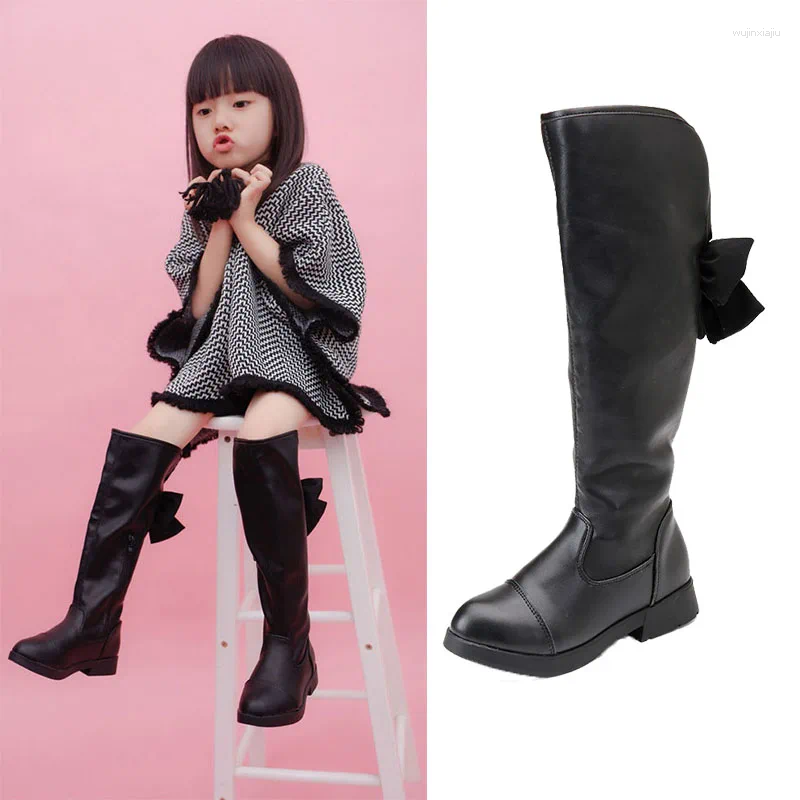 Botas crianças meninas joelho-alta princesa crianças altas sapatos infantis