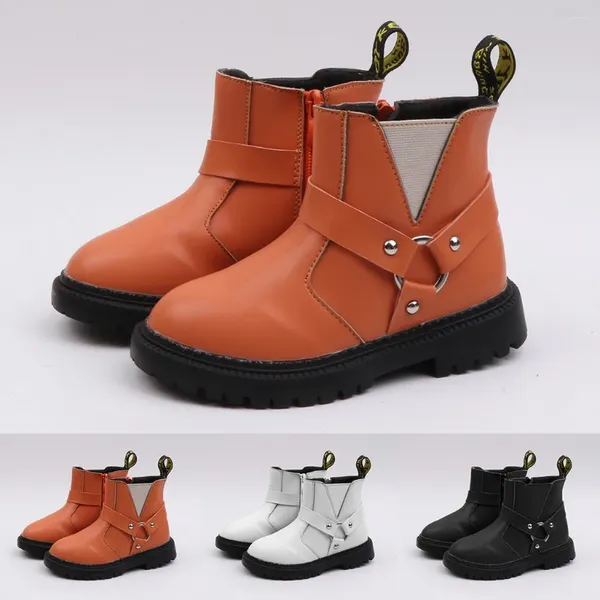 Boots Enfants Enfants enfants bébé filles garçons zipper Short Sof Sole Soleins Chaussures décontractées Caoutchouc solide