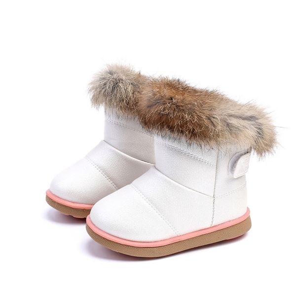 Bottes Enfants bottes de neige en peluche bébé hiver épaissi bottes de fourrure de lapin filles garçons chaussures en coton doux belle mode Sport de plein air Botas 220913