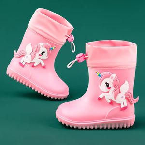 Botas Botas de lluvia para niños, suelas de goma, botas de conejo EVA, zapatos de plataforma con cinturón elástico, botas de goma para niños, zapatos de agua 231017