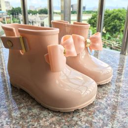 Laarzen kinderen regenlaarzen voor meisjes peuters kinderen regenschoenen zachte pvc jelly laarzen met boog schattige waterdichte waterdichte regenlaarzen 230203