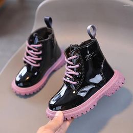 Botas Niños Niños Niñas Solo Color Sólido Estilo Inglaterra Niños Niño Zapatos Niños Moda Brillante Pequeño Corto