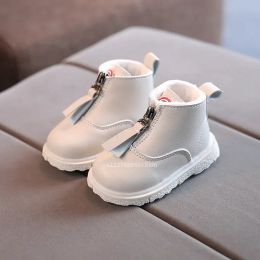 Laarzen kinderbontschoenen jongens herfst winter nieuwe Koreaanse lederen enkelschoenen 02 jaar oude meisjes mode warme katoenen laarzen beste cadeau