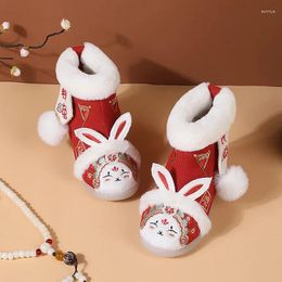 Botas Niñas para niños Bordado corto Invierno Moda Invierno Estilo chino Princesa de nieve Hanfu Algodón