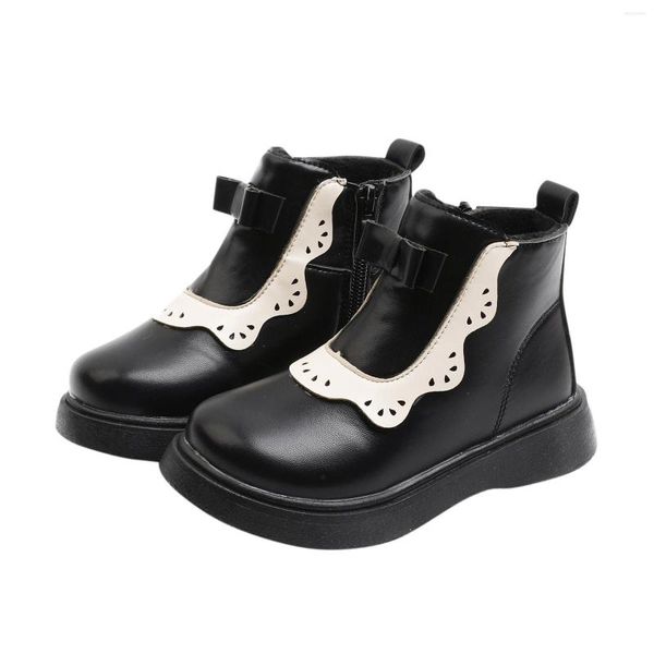 Bottes enfants filles chaussures souples mode coton fermeture éclair enfants cuir cheville chaude