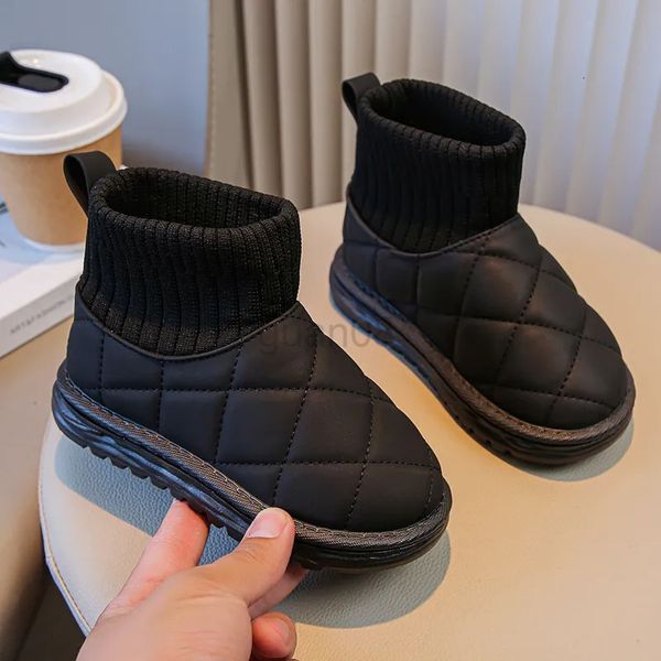 Botas Lingge para niños Botas de nieve 2023 Invierno Nuevos zapatos de algodón de felpa para niños Calcetines cortos elásticos para niñas Botas Envío directo Lindo 231027
