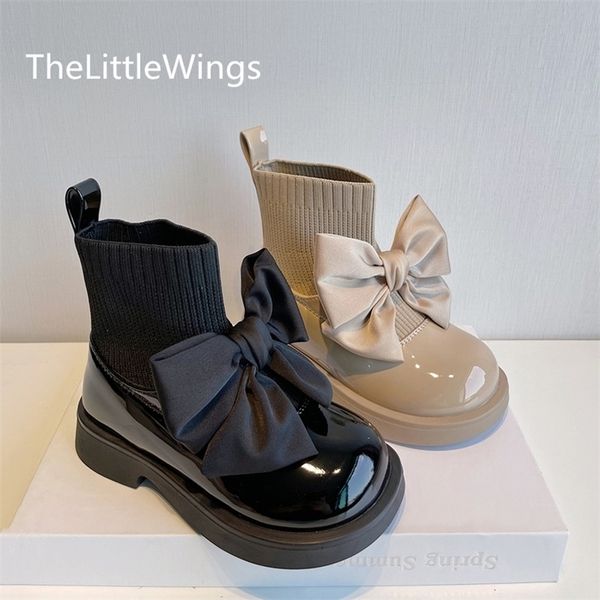 Boots Chaussures pour enfants mode brevet en cuir archet en cuir en cuir