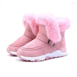 Boots Children's Snow 2024 Winter Boys Girls Katoenen schoenen Warm Fur Plush Baby Peuter Big Size 26-36 KS540