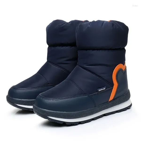 Botas Niños Nieve Invierno Mid Tube Impermeable Antideslizante Felpa Resistente Al Frío Zapatos De Gamuza Algodón