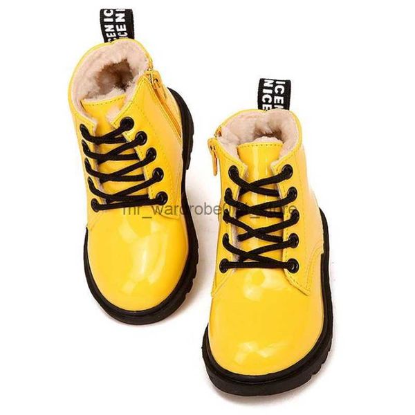 Bottes Chaussures enfants bottes de neige pour enfants bottines filles en cuir PU chaussures d'hiver imperméables enfant en bas âge garçon baskets chaussures en coton Q230926