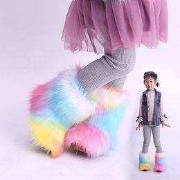 Boots Children Snow Winter Toddler Girl Fashion Colorful Fur Kids enkel plus fluwelen warme katoenen schoenen voor meisjes 221125