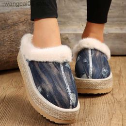 Boots plate-forme grosse bottes de neige d'hiver Femme 2023 Nouveau épaississement chaud en peluche denim Boots femme non glissière épais fond de coton chaussures t230817