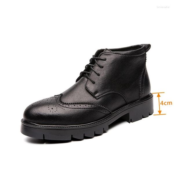 Boots Classic Elegant Men Brogue Italian British Party Gentleman Shoes Hauteur Hauteur de 4 cm