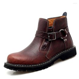 Boots Men classique Vintage Leather Male's Italie Handmade Homme Fabille à la cheville Mocasins Nécraque