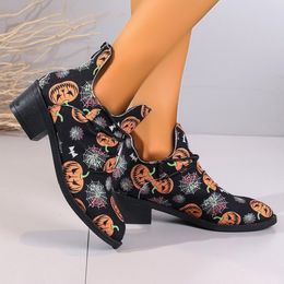 Bottes colorées Halloween jeu de rôle femmes citrouille araignée chaussures automne et hiver court y talon antidérapant grande taille 42 230911