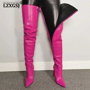 Bottes colorées bottes longues pour filles 2022 nouvelles bottes sur le genou pour femmes en cuir Pu femmes bottes hautes au genou talons hauts botte femme T230713