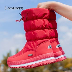 Bottes comemore plate-forme épaisse en peluche étanche non folie botte fashion femme hiver chaussures botas chauds mujer femmes rouges neige bottes