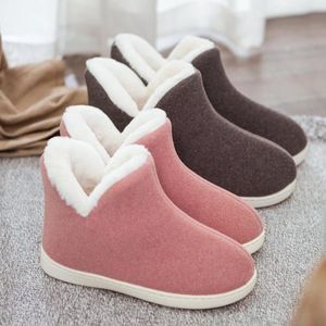 Bottes Pantoufles en coton Chaussures chaudes Couples Mignon Sol Maison Femmes Hiver Femme Cheville pour